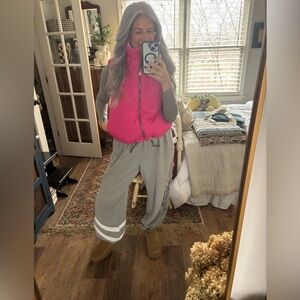 Reversible Pink Puffer Vest Sleeveless Women Sz small